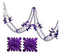 Simply Products 2 Pk Foil Garland Flower - Christmas Hanging Decoration Wall Ceiling Xmas Deco (Dark Purple)