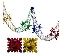 Simply Products 2 Pk Foil Garland Flower - Christmas Hanging Decoration Wall Ceiling Xmas Deco (Red, Blue, Green & Gold)