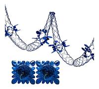 Simply Products 2 Pk Foil Garland Flower - Christmas Hanging Decoration Wall Ceiling Xmas Deco (Royal Blue)