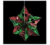 Simply Products 40cm Star Foil Garland - Christmas Hanging Decoration Wall Ceiling Xmas Deco (Dark Green & Red)