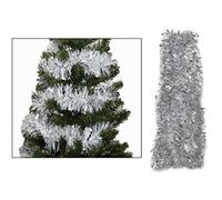 Simply Products 4M Chunky/Fine Cut Christmas Tinsel Garland Decoration (Silver & White)