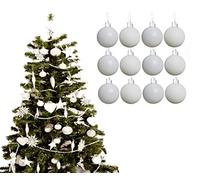 Simply Products Christmas Baubles 3.8cm - Great Christmas Tree Hanging Ball Decorations, Matte & Glitter Baubles Pack of 12-3.8cm (White Matte & Glitter)