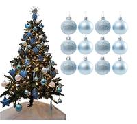Simply Products Christmas Tree Decoration Baubles 3.8cm - Great Christmas Tree Hanging Ball Decorations, Matte & Glitter Baubles Pack of 12-3.8cm (Ice Blue Matte & Glitter)