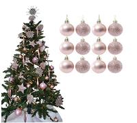 Simply Products Christmas Tree Decoration Baubles 3.8cm - Great Christmas Tree Hanging Ball Decorations, Matte & Glitter Baubles Pack of 12-3.8cm (Rose Gold Matte & Glitter)