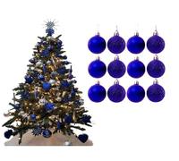 Simply Products Christmas Tree Decoration Baubles 3.8cm - Great Christmas Tree Hanging Ball Decorations, Matte & Glitter Baubles Pack of 12-3.8cm (Midnight Blue Matte & Glitter)
