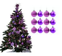 Simply Products Christmas Tree Decoration Baubles 3.8cm - Great Christmas Tree Hanging Ball Decorations, Matte & Glitter Baubles Pack of 12-3.8cm (Lilac Matte & Glitter)
