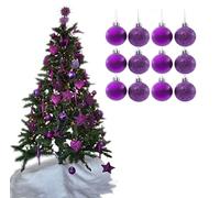 Simply Products Christmas Tree Decoration Baubles 3.8cm - Great Christmas Tree Hanging Ball Decorations, Matte & Glitter Baubles Pack of 12-3.8cm (Dark Purple Matte & Glitter)