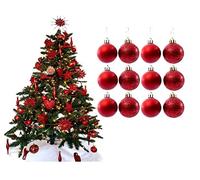 Simply Products Christmas Tree Decoration Baubles 3.8cm - Great Christmas Tree Hanging Ball Decorations, Matte & Glitter Baubles Pack of 12-3.8cm (Red Matte & Glitter)