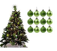 Simply Products Christmas Tree Decoration Baubles 3.8cm - Great Christmas Tree Hanging Ball Decorations, Matte & Glitter Baubles Pack of 12-3.8cm (Lime Matte & Glitter)