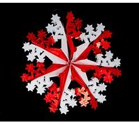 Simply Products Foil Garland Snowflake Star - Christmas Hanging Decoration Wall Ceiling Xmas Deco (White & Red)
