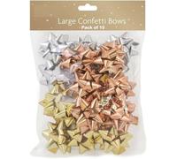 Simply Products Gift Wrapping Bows, Large Christmas Metallic Gift Bows (Rose Gold, Gold & Silver)
