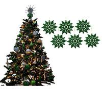 Simply Products Pack of 6-10cm Glitter Hanging Decoration, Snowflakes Christmas Tree Decorations (Dark Green)