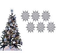 Simply Products Pack of 6-10cm Glitter Hanging Decoration, Snowflakes Christmas Tree Decorations (Silver)