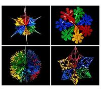 Simply Products Set of 4 40cm Christmas Foil Ceiling Garland Hanging Xmas Decoration, Long Star, Snowflake, Star Ball & Star (Red, Blue, Green & Gold)