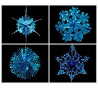 Simply Products Set of 4 40cm Christmas Foil Ceiling Garland Hanging Xmas Decoration, Long Star, Snowflake, Star Ball & Star (Turquoise)