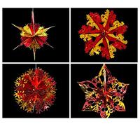 Simply Products Set of 4 40cm Christmas Foil Ceiling Garland Hanging Xmas Decoration, Long Star, Snowflake, Star Ball & Star (Gold & Red)