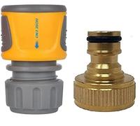 Simply Products Soft Grip Quick Connect Hose End Connector With 3/4" Brass Tap Adaptor Fitting For Garden Taps