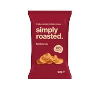 Simply Roasted - Barbecue Crisps | 12 x 93g Sharer Bags | Smoky & Bold | 50% Less Fat | Under 99 Calories Per Serve | Triple Cooked for the Ultimate Crunch | Vegan | Gluten & Allergen-Free