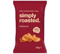 Simply Roasted - Barbecue Crisps | 6 x 93g Sharer Bags | Smoky & Bold | Vegan | 50% Less Fat | Under 99 Calories Per Serve | Triple Cooked for the Ultimate Crunch | Gluten & Allergen-Free