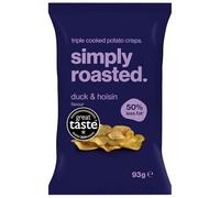 Simply Roasted - Duck & Hoisin Crisps | 12 x 93g Sharer Bags | Rich & Savoury | 50% Less Fat | Under 99 Calories Per Serve | Triple Cooked for the Ultimate Crunch | Gluten & Allergen-Free