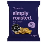 Simply Roasted - Duck & Hoisin Crisps | 24 x 21.5g Impulse Bags | Rich & Savoury | 50% Less Fat | Under 99 Calories Per Serve | Triple Cooked for the Ultimate Crunch | Gluten & Allergen-Free