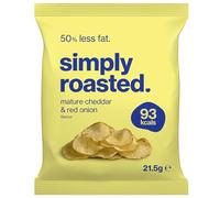 Simply Roasted - Mature Cheddar Crisps | 12 x 21.5g Impulse Bags | Sharp & Cheesy | 50% Less Fat | Under 99 Calories Per Serve | Triple Cooked for the Ultimate Crunch | Gluten & Allergen-Free