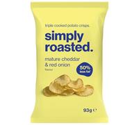 Simply Roasted - Mature Cheddar Crisps | 6 x 93g Sharer Bags | Sharp & Cheesy | 50% Less Fat | Under 99 Calories Per Serve | Triple Cooked for the Ultimate Crunch | Gluten & Allergen-Free