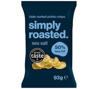 Simply Roasted - Sea Salt Crisps | 6 x 93g Sharer Bags | Just 3 Ingredients | Vegan | 50% Less Fat | Under 99 Calories Per Serve | Triple Cooked for the Ultimate Crunch | Gluten & Allergen-Free