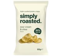 Simply Roasted - Sour Cream Crisps | 12 x 93g Sharer Bags | Cool & Creamy | 50% Less Fat | Under 99 Calories Per Serve | Triple Cooked for the Ultimate Crunch | Gluten & Allergen-Free