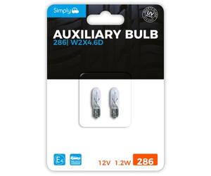 Simply S286BL Auxiliary Bulbs in Pack, 12V 1.2W, Base W2x4.6D, High Performance and Maximum Visility, Provide Drivers with more time to React to Changes in Traffic Situations