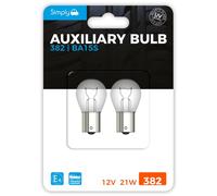 Simply S382BL 382 (P21W) Auxiliary Bulb Blister, 12V 21W, Base BA15S, High Performance and Maximum Visility, Provide Drivers with more time to React to Changes in Traffic Situations