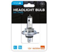 Simply S472 H4 Car Headlight Bulb, 12V, 60/55W, Complies with ECE R-37, Base P43t, Maximum Visibility