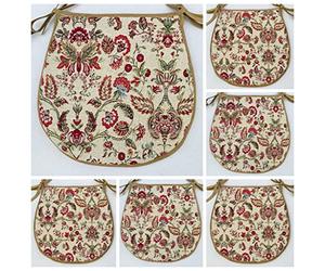 Simply Seat Pads Set Of 6 William Morris Inspired Pattern Tapestry Weave Chair Seat Pads ( For Seats Approx. 14 X 14 inch), Red