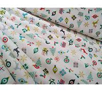 Simply Sew Crafty™ 100% Cotton Makower Fabric - Christmas Designs - Sold per metre/Half metre (Cream with Reindeers/Hollies/Gifts/Baubles, 1 Metre)