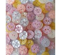 Simply Sew Crafty™ - 100 x Star Baby Buttons - 11mm, 14mm or 17mm - Pink Blue Lemon Mint White Lilac Cream (Lilac/White/Pink/Blue/Yellow, 14mm)