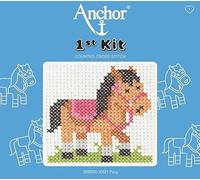 Simply Sew Crafty Anchor 1st Kit First Cross Stitch, Long Stitch, Tapestry - Children First Sewing Learner Fabric Kit (Pony - Cross Stitch)