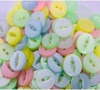 Simply Sew Crafty™ - Pack of 100 New Assorted Fish Eye Baby Buttons Polyester Pink Blue Yellow Mint White (Assorted, 11 mm)