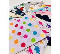 Simply Sew Crafty x 50 Children's Baby Bright Patchwork Squares 10 x 10cm (4") - PLUS FREE 1 MTR GROSGRAIN RIBBON
