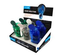 Simply SFA01 - Set of 6 - Portable Handheld Fan Display - Strong Air Flow - Soft Rubber Blades - Lightweight, Blue, Green & Clear