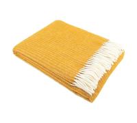 Simply Sheepskin Wool Blanket - Cable Pattern Mustard Wool Blanket - Jacquard woven - New Zealand Wool Throw 140x200 cm