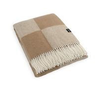 Simply Sheepskin Wool Blanket - Checkerboard Beige Wool Blanket - Jacquard woven - New Zealand Wool Throw 140x200 cm