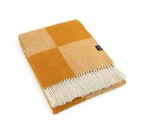 Simply Sheepskin Wool Blanket - Checkerboard Orange Wool Blanket - Jacquard woven - New Zealand Wool Throw 140x200 cm