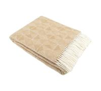 Simply Sheepskin Wool Blanket - Diamond Pattern Beige Wool Blanket - Jacquard woven - New Zealand Wool Throw 140x200 cm
