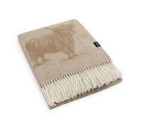 Simply Sheepskin Wool Blanket - Highland Cow Beige Wool Blanket - Jacquard woven - New Zealand Wool Throw 140x200 cm
