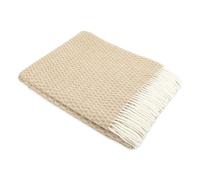 Simply Sheepskin Wool Blanket - Hoop Pattern Beige Wool Blanket - Jacquard woven - New Zealand Wool Throw 140x200 cm