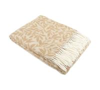 Simply Sheepskin Wool Blanket - Leaf Pattern Beige Wool Blanket - Jacquard woven - New Zealand Wool Throw 140x200 cm