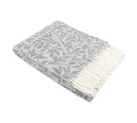 Simply Sheepskin Wool Blanket - Leaf Pattern Grey Wool Blanket - Jacquard woven - New Zealand Wool Throw 140x200 cm