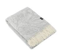 Simply Sheepskin Wool Blanket - Leafy Light Grey Wool Blanket - Jacquard woven - Pure New Zealand Wool Throw 140x200 cm