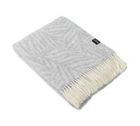 Simply Sheepskin Wool Blanket - Palm Pattern Light Grey Wool Blanket - Jacquard woven - New Zealand Wool Throw 140x200 cm