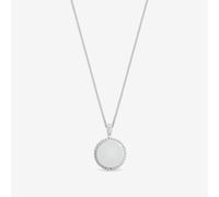 Simply Silver Beaded Edge Round Pendant Necklace